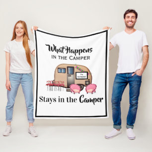 Personalised Camper/Flamingo Fleece Blanket