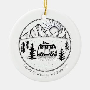 Personalised Camper Van Outdoors Trip Year Review  Ceramic Ornament