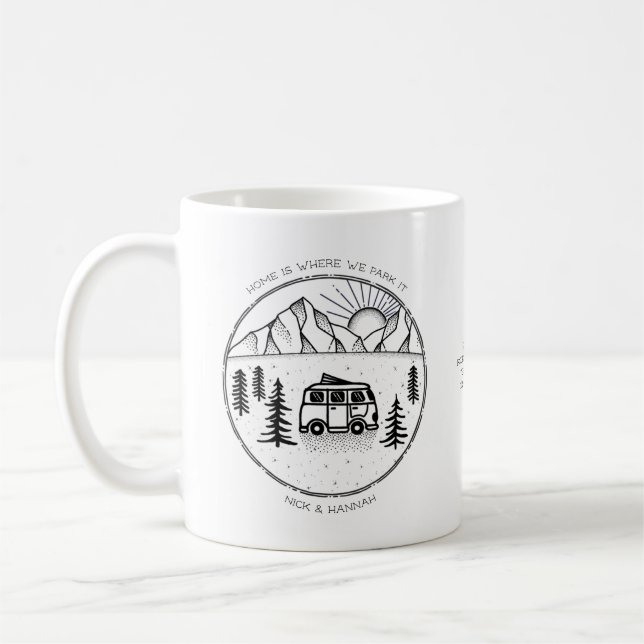 Personalised Camper Van Outdoors Trip Year Review  Coffee Mug (Left)