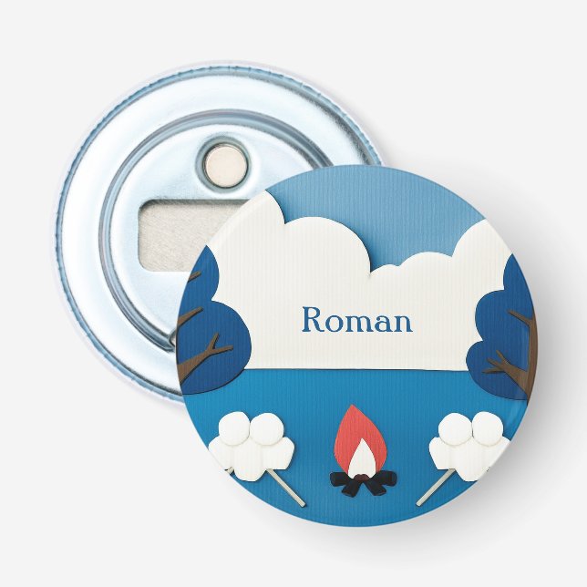Personalised Campfire Smores Camping Outdoor Bottle Opener (Front)