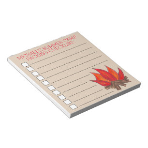 Personalised Campfire Summer Camp Packing List Notepad