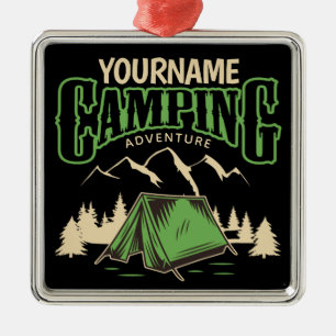 Personalised Camping Family Camp Trip Adventure  Metal Ornament