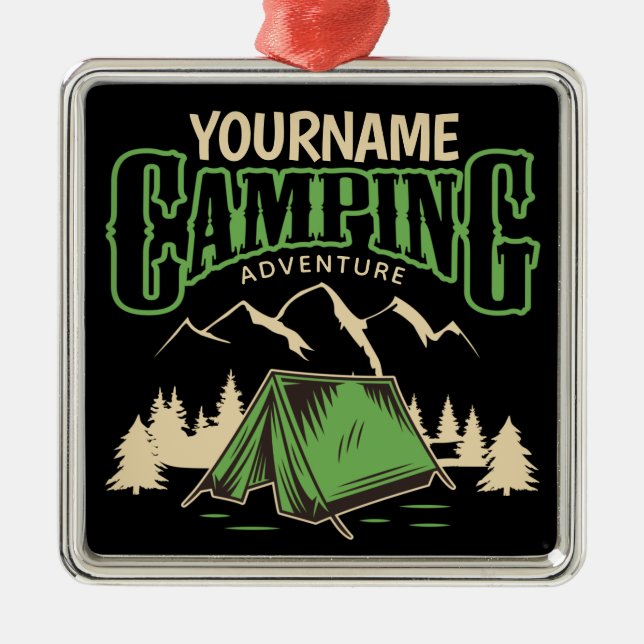 Personalised Camping Family Camp Trip Adventure  Metal Ornament (Front)
