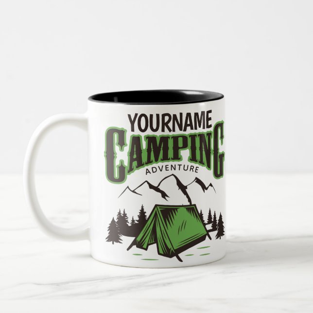 Personalised Camping Family Camp Trip Adventure Two-Tone Coffee Mug (Left)