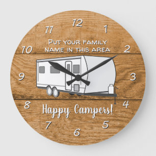 Personalised Camping Generic Travel Trailer Large Clock