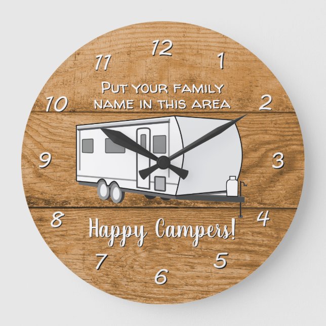 Personalised Camping Generic Travel Trailer Large Clock (Front)