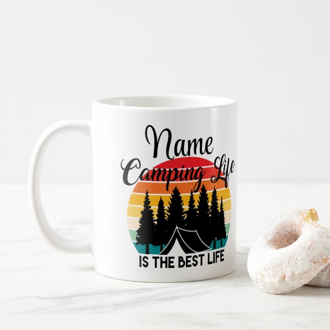 Personalised Camping Life Design Coffee Mug Cup (With Donut)