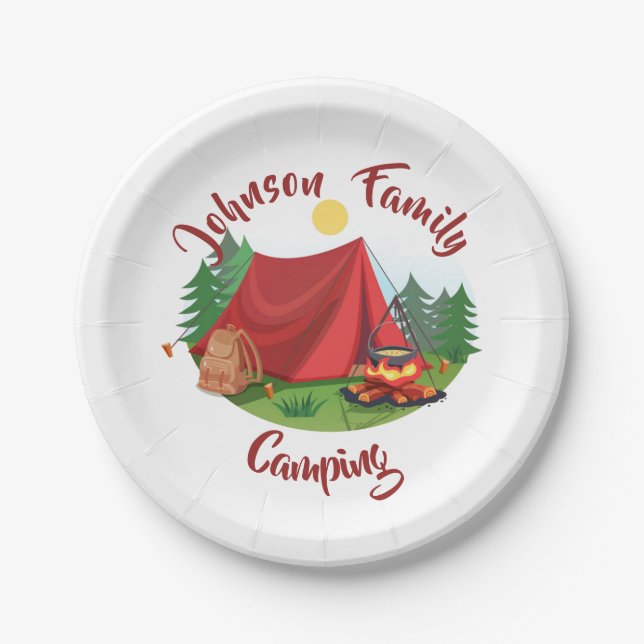Personalised camping  paper plate (Front)