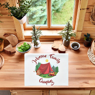 Personalised camping  tea towel
