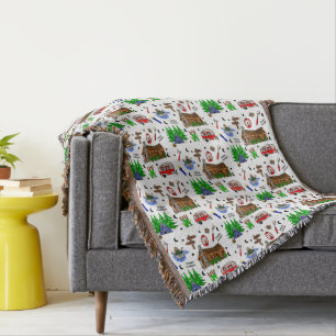 Personalised Camping Themed  Happy Camper    Throw Blanket