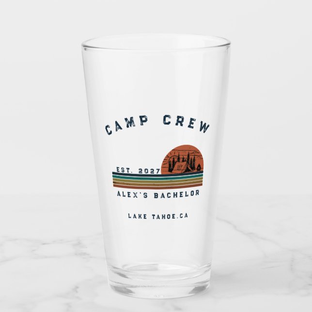 Personalised Camping Weekend Bachelor Party Glass (Front)