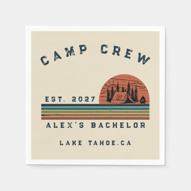 Personalised Camping Weekend Bachelor Party Napkin (Front)