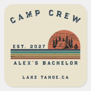Personalised Camping Weekend Bachelor Party Square Sticker