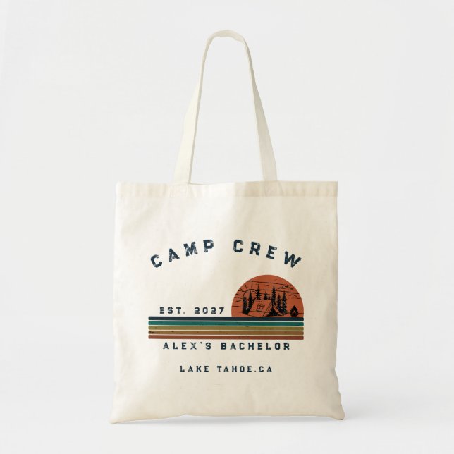 Personalised Camping Weekend Bachelor Party Tote Bag (Front)