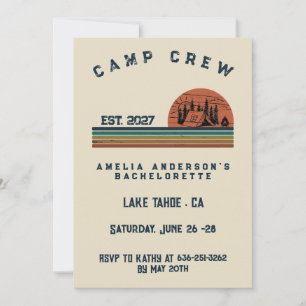 Personalised Camping Weekend Bachelorette Party Invitation