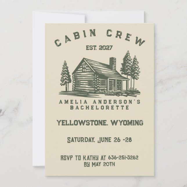 Personalised Camping Weekend Bachelorette Party Invitation (Front)