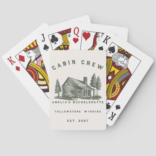 Personalised Camping Weekend Bachelorette Party Playing Cards (Back)