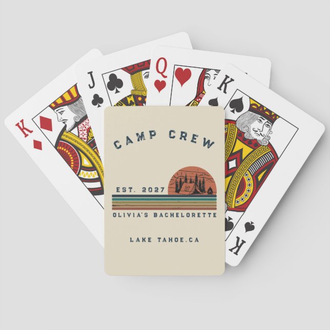 Personalised Camping Weekend Bachelorette Party Playing Cards (Back)