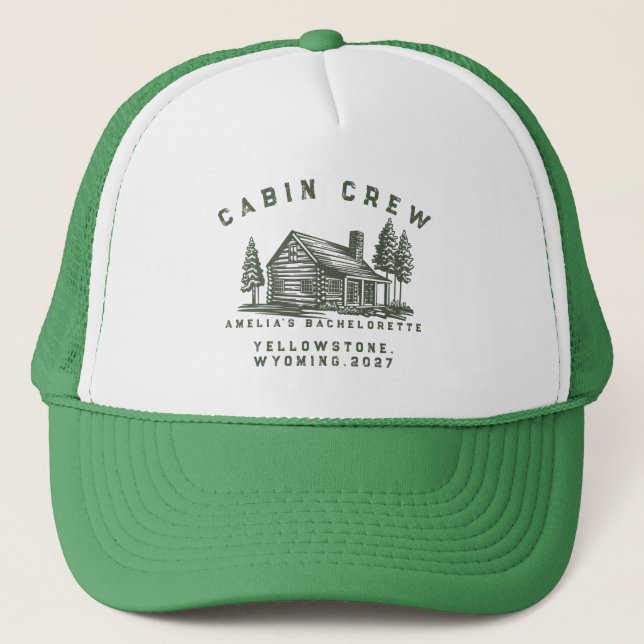 Personalised Camping Weekend Bachelorette Party Trucker Hat (Front)