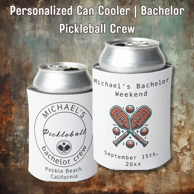 Personalised Can Cooler | Bachelor Pickleball Crew (Creator Uploaded)