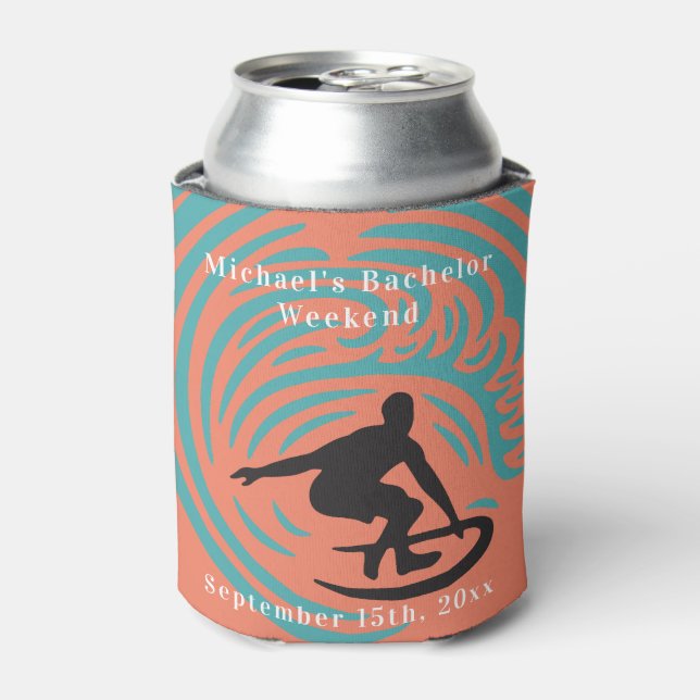 Personalised Can Cooler Bachelor Surf Weekend (Can Front)