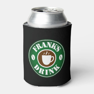 Personalised can cooler with coffee bean logo