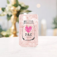 Personalised can glasses for rustic wedding party