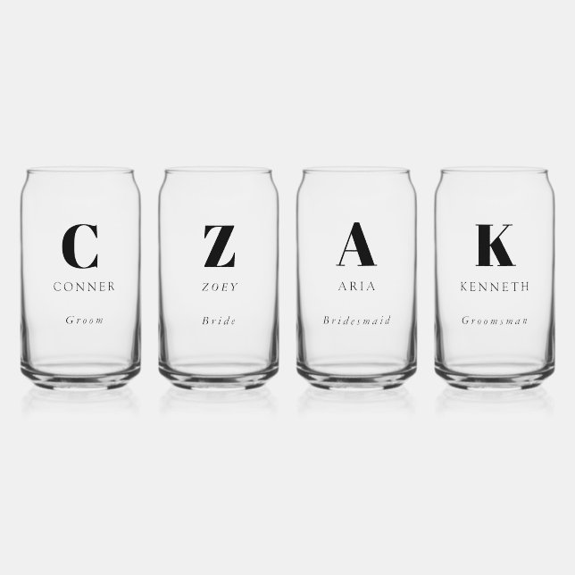Personalised Can Glasses Wedding Party (Front)