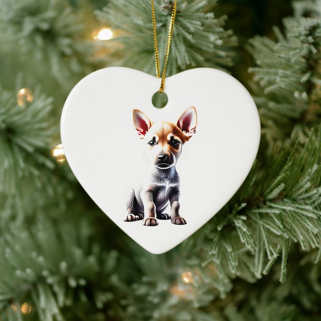 Personalised Canaan Dog Puppy Ceramic Ornament (Tree)