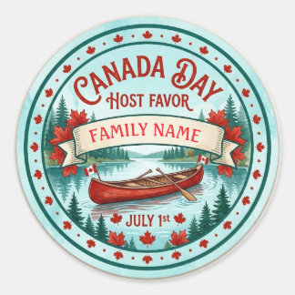 Personalised Canada Day Host Favour Sticker.  Classic Round Sticker