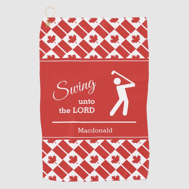 Personalised CANADA Swing Unto The Lord Golf Towel (Front)