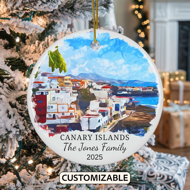 Personalised Canary Islands, Canary Islands Gift Ceramic Ornament (Creator Uploaded)