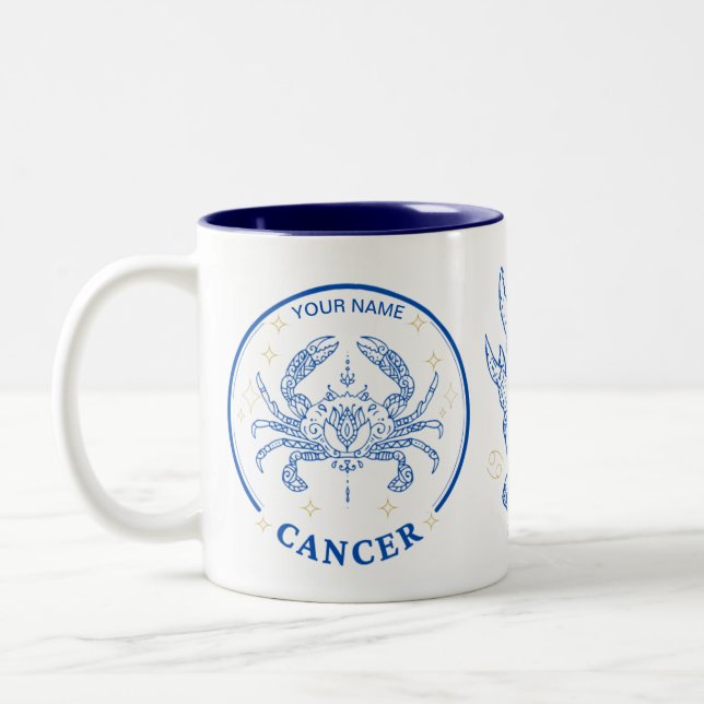 Personalised Cancer Zodiac 11 oz Two-Tone Coffee Mug (Left)