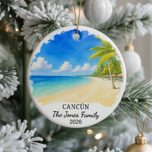 Personalised Cancún Ceramic Ornament, Custom Mexic Ornament