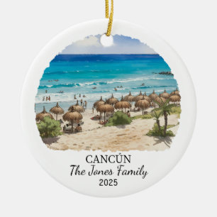 Personalised Cancun Ornament, Mexico Gift Ceramic Ornament