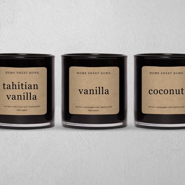 Personalised Candle Label Square Kraft Background (Creator Uploaded)