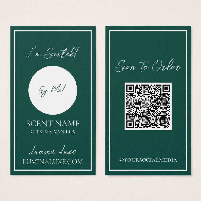 Personalised Candle Scent Emerald Sampler Card (Front & Back)