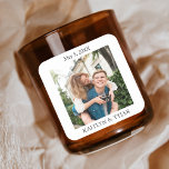 Personalised Candle Wedding Favour Thank Custom Square Sticker<br><div class="desc">Personalised Candle Wedding Favour Thank Custom Square Sticker</div>