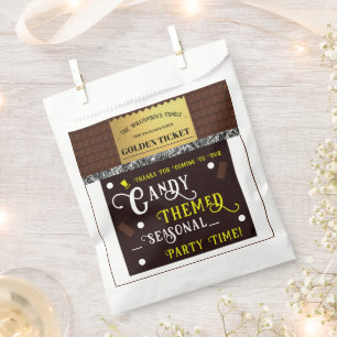 Personalised Candy Bar Golden Ticket Party Favour Bag