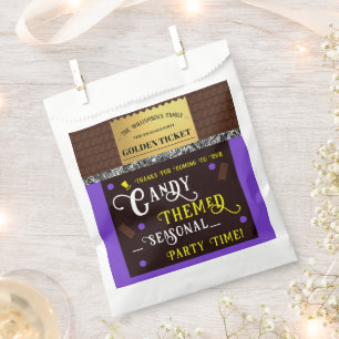 Personalised Candy Bar Golden Ticket Party Favour Bag