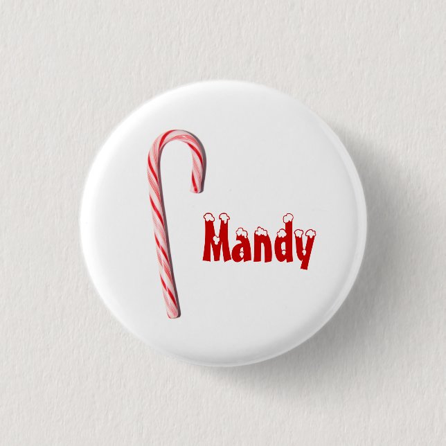 Personalised Candy Cane Button (Front)