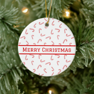 Personalised Candy Cane Christmas Ceramic Ornament