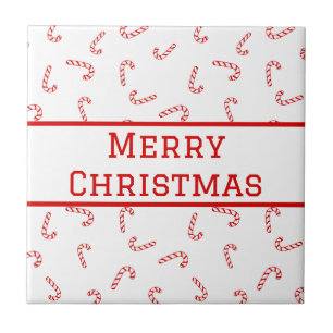 Personalised Candy Cane Christmas Ceramic Tile