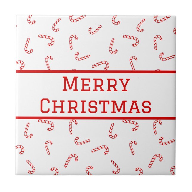 Personalised Candy Cane Christmas Ceramic Tile (Front)