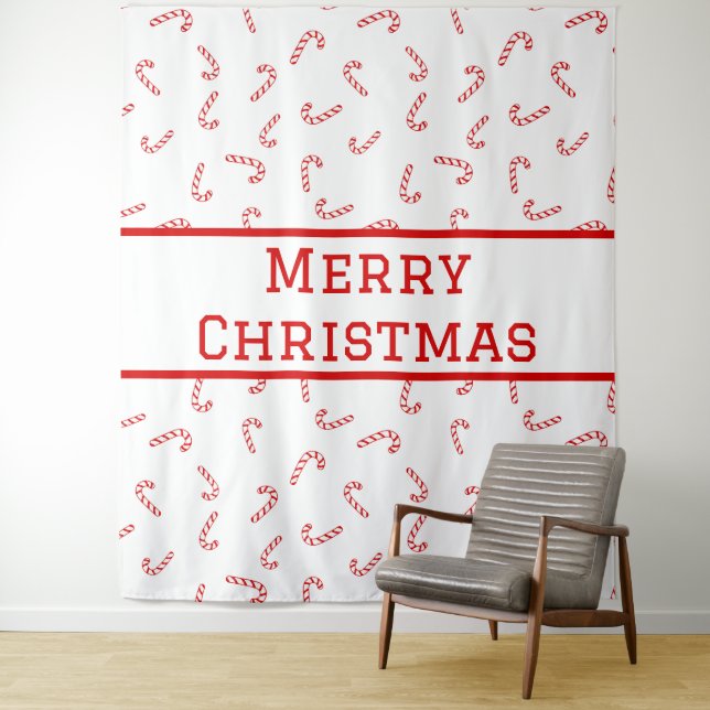 Personalised Candy Cane Christmas Tapestry (In Situ)