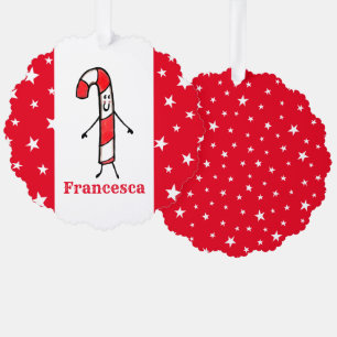 Personalised Candy Cane Christmas Tree Decoration Card