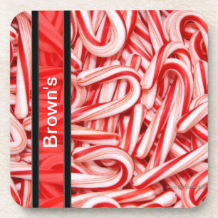 Personalised Candy Cane Coaster