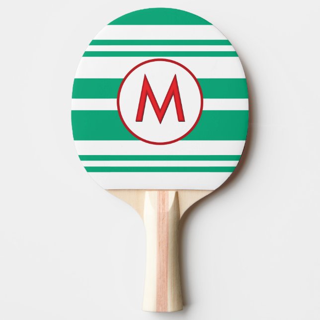 Personalised Candy Cane Stripe Monogram Ping Pong Paddle (Front)
