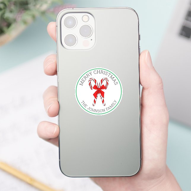 Personalised Candy Canes and Bow Christmas  (Phone)