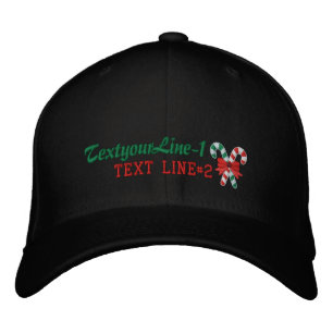 Personalised Candy Canes for the holidays Embroidered Hat